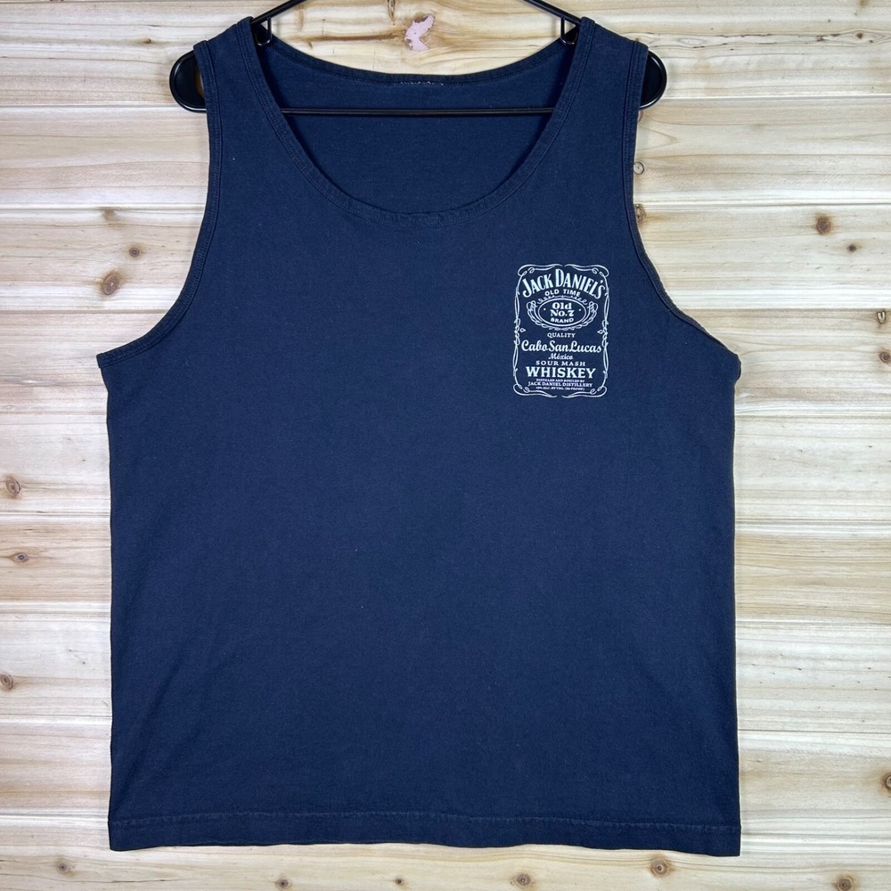Jack Daniels Tank Top Mens Large Black Cabo San Lucas Mexico Sleeveless Shirt